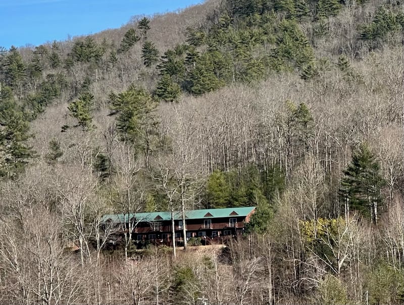 The lake house tucked into the bare winter hillside above Watauga Lake.